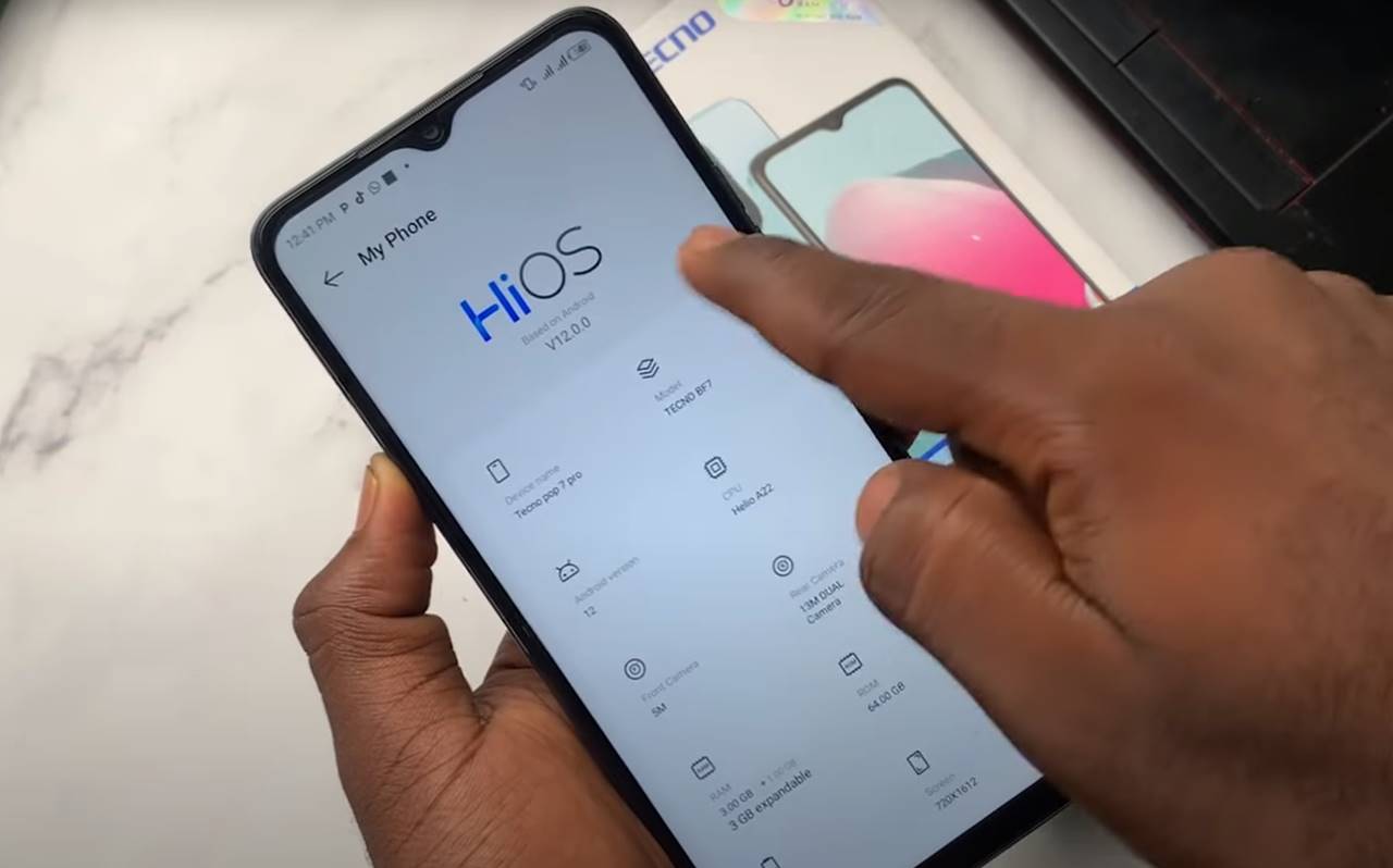 Tecno Pop 7 Pro Front View and Display