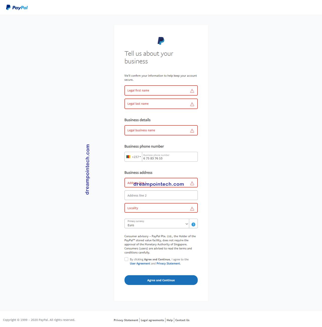 paypal registration