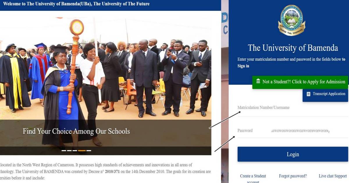 University of Bamenda Log in Page